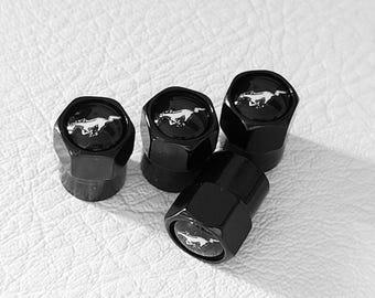 Tapones de válvula para neumáticos Mustang, 4 unidades, con logo de caballo, antipolvo, para coche