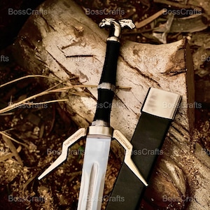 Handmade Witcher Master Sword Replica Sword of Geralt Of Rivia Silver Slayer Monster Sword Feline Steel Sword Christmas gift For Him