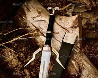 Handgjord Witcher Silver Sword Replica: Geralt av Rivia, Anime Viking Sword Present till Make