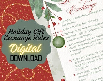 Regels voor het inwisselen van kerstcadeaus, spel voor feestdag (digitale download)