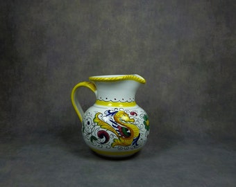 Vintage Deruta Yellow Dragon handbemalter Keramikkrug, hergestellt in Italien, ausgezeichneter Zustand
