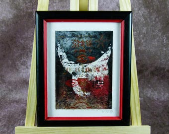 ゼ・ノブレによるミクストメディア抽象画 – サイン入り、額入り - Etsy