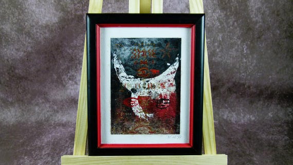 ゼ・ノブレによるミクストメディア抽象画 – サイン入り、額入り - Etsy