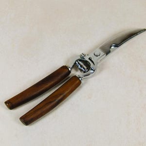 Raucherkopf Solingen Germany Meat Shears – Chrome, Wooden Handles, Good Condition