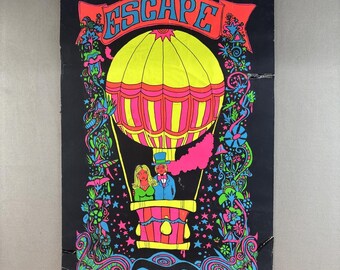 1972 Escape Hot Air Balloon Blacklight Poster Studio 1 Milian Marriot Designers