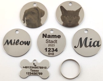 Hundemarke aus Edelstahl mit Wunschgravur & Bild - Schlüsselanhänger