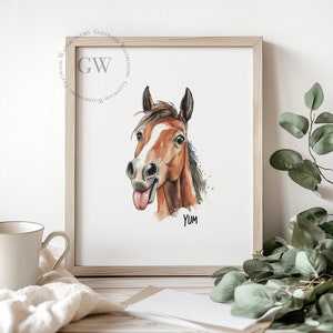 Watercolor Horse Kitchen Decor Digital Download | Farmhouse Decor | Kitchen Humor Decor | Brown Horse Artwork | Horse Gift Idea | Horse Art