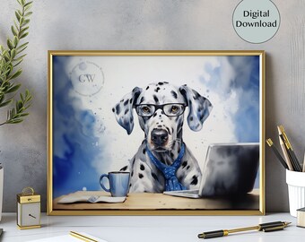 Dalmatian Watercolor Digital Download Office Art | Dalmatian Pet Portrait | Animal Art| Dog Gift | Unique Pet Office Decor | Dalmatian Lover