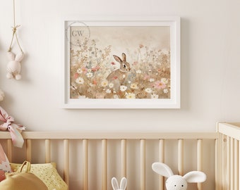Adorable Bunny Bliss with Watercolor Blooms | Bunny Rabbit Art | Easter Bunny Decor | Bunny Nursery | Easter Bunny Artwork| Watercolor Bunny