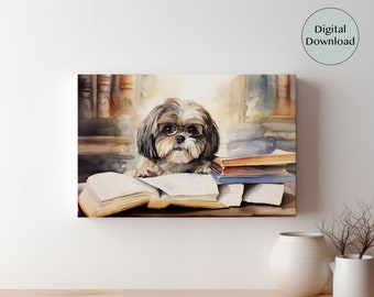 Shih Tzu Watercolor Digital Download| Pet Art | Unique Pet Decor | Office Animal Art| Shih Tzu Dog Gift |Office Decor| Shih Tzu Office Decor