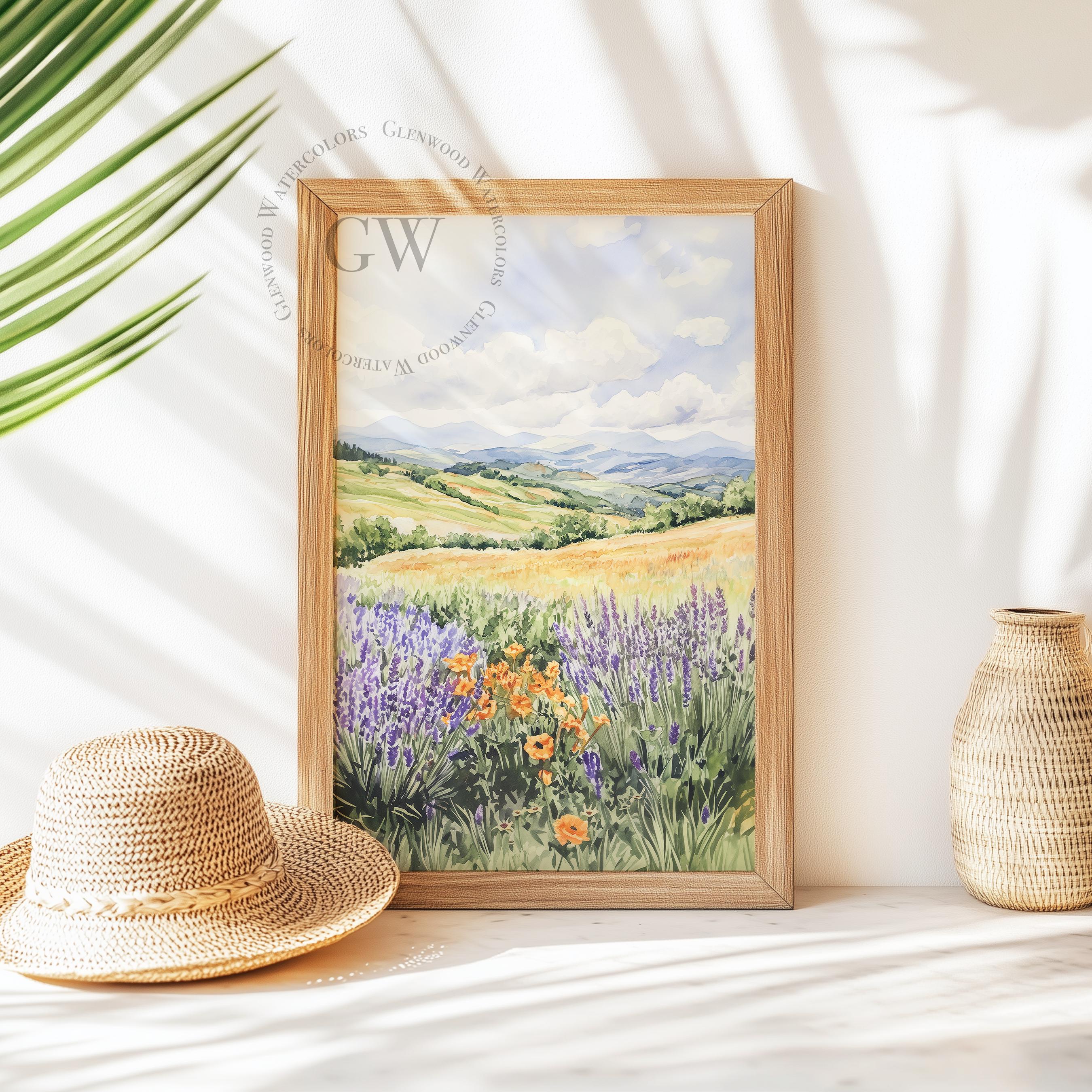 Watercolor Wildflower and Mountain Landscape Digital Download ...