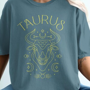 Taurus Zodiac Bull Design, Cosmic Astrology Bull Art Tee, Mystical Taurus Horoscope T Shirt, Star Sign Graphic Shirt, Celestial Bull