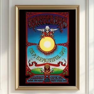 Grateful Dead Concert Poster, 1967 Beautiful Day Poster, Collectible Band Poster, Psychedelic Art, Rock Music Memorabilia, Vintage Wall Art