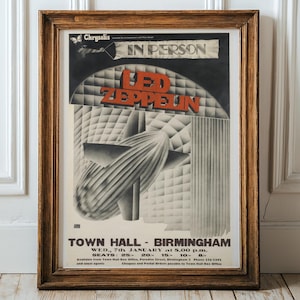 Vintage Led Zeppelin Concert Poster, Retro Band Wall Art, Classic Rock Music Print, 70s Rock Memorabilia, Collectible Music Decor