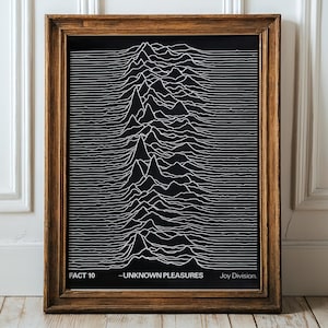 Vintage Joy Division Poster, Unknown Pleasures Album Art, Black and White Wall Print, Music Band Poster, Classic Rock Decor