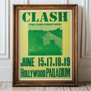 The Clash Combat Rock Poster, Hollywood Palladium Digital Art, Music Wall Art, Punk Rock Poster, 1980s Concert Print
