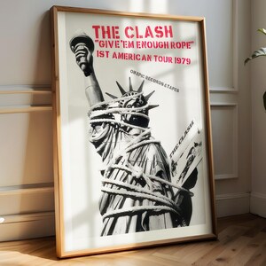 Póster de The Clash Give Em Enough Rope de 1979, gira estadounidense, Estatua de la Libertad, arte de pared, rock clásico, recuerdos para fanáticos de la música, regalo