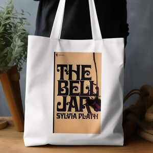 Torba literacka, torba z okładką książki, Sylvia Plath The Bell Jar, torba na prezent literacki, torba dla miłośników książek, klasyczna torba na książki