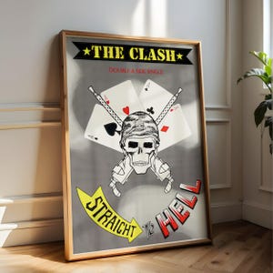 The Clash Poster, Straight to Hell Digital Art, Music Band Wall Art, Skull Art Print, Rock Band Fan Gift, Punk Rock Posters