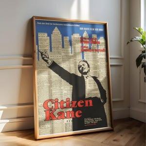 Citizen Kane Movie Poster, Digital Art, Orson Welles Film, Classic Cinema, Vintage Movie, Cult Film, Film Noir, Retro Film