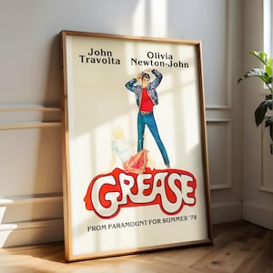 Póster de la película Grease, arte cinematográfico de 1978, lámina vintage, decoración de John Travolta, Olivia Newton-John, recuerdos de películas clásicas, póster de los años 70