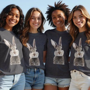 Cute Bunny Rabbit Graphic Tee, Animal Lover TShirt Gift, Adorable Bunny Shirt for Women, Men, Kids, Casual Rabbit Print Top