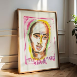 Vibrant Tupac Amaru Shakur Poster Art, Hip Hop Legend Wall Decor, Colorful Large Art Print, Rap Icon Artwork, Music Inspired Poster