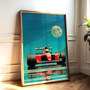 Vintage F1 Racing Poster: Full Moon Motorsport Art Print