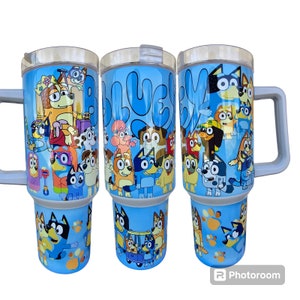 Blue Dog Cartoon inspired 40oz Tumbler Cup Mug Cartoon Insulated Drinkware Gift for her or him -stainless steel