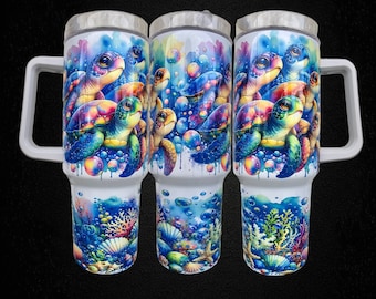 Turtle 40oz Tumbler -Stainless Steel- W/ Lid Straw Insulated Cup Mug