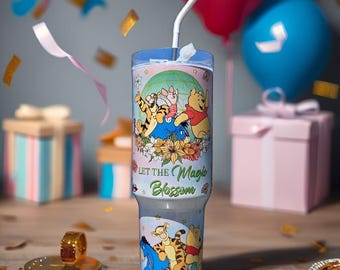 Cartoon Bear 40oz Tumbler: Insulated Travel Mug Gift