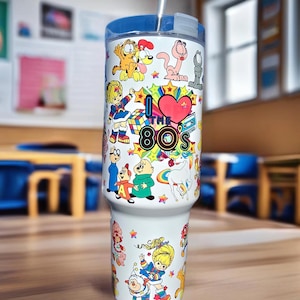 80's Cartoon 40oz Tumbler - Retro Stylish Drinkware, Perfect for Parties & Everyday Use, Unique Gift Idea