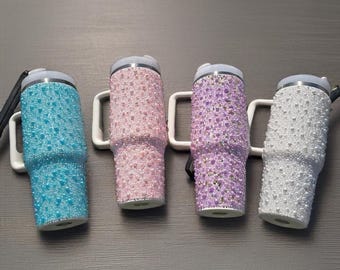 Pearl Bead 40oz Stainless Steel Tumbler: Insulated Glitter Travel Cup