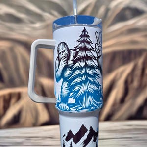 Bigfoot Camping Tumbler 40oz: Stainless Steel Mountain Silhouette image 7