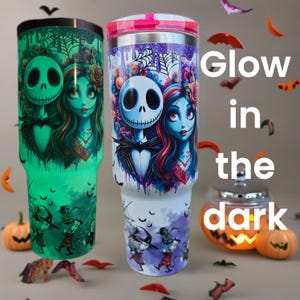Christmas Glow in the Dark 40oz tumbler - Stainless Steel - Nightmare Before Cup