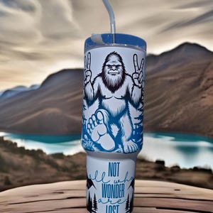 Bigfoot Camping Tumbler 40oz: Stainless Steel Mountain Silhouette image 8