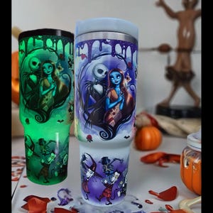 Halloween Glow in the Dark 40oz tumbler - Stainless Steel - Christmas Before Cup