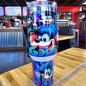 80s cartton Inspired 40oz Tumbler W/ Lid Straw Handle 80s Cartoon Insulated Cup Mug Mickey Mouse Donald Duck