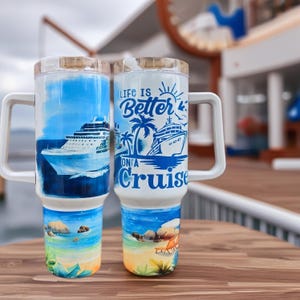 Cruise Ship 40oz Tumbler - Stainless Steel with Handle &quot;Life is Better on a Cruise&quot;