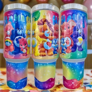 Care Bears 40oz Tumbler with Handle | Stainless Steel Insulated Drinkware | 80s cartoon | Grumpy bear
