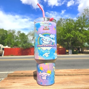40oz Stainless Steel Tumbler with Handle - Cartoon Design Insulated Travel Cup for Hot & Cold Drinks