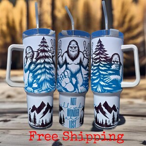 Bigfoot Camping Tumbler 40oz: Stainless Steel Mountain Silhouette image 6