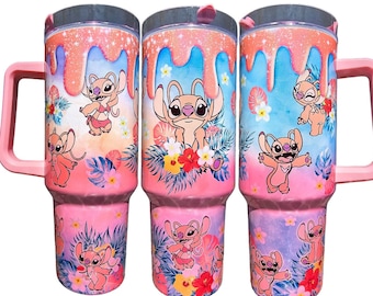 Pink Cartoon 40oz Shimmer Tumbler - Gift for Kids & Adults