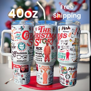 Classic Christmas 40oz Tumbler - Stainless Steel With Handle -