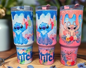 Blue Alien 40oz Tumbler - Stainless Steel with Handle - Fun Birthday gift