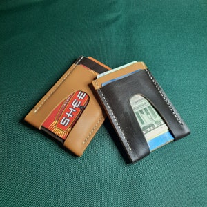 Tarjetero de cuero, billetera deslizante de cuero, billetera minimalista, billetera delgada, tarjetero para hombre, tarjetero para mujer, cuero hecho a mano