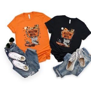 Skellie Motel Skeleton Motel Shirt, Retro Skeleton Halloween Tee, Funny Skeleton Car Shirt, Spooky Road Trip Shirt, Ghost Motel