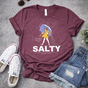 Salty Girl Tee: Women's Vintage Cotton Blend T-Shirt salty girl shirt gift for her vintage style tee summer graphic tee trendy casual tee short sleeve tee sassy graphic top ladies summer round neck tee retro tee summer outfit