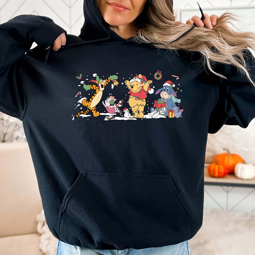 Retro Winnie the Pooh Christmas Hoodie, Pooh Christmas Hoodie, Holiday ...