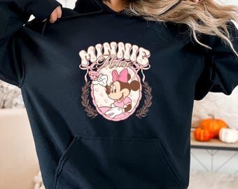 Retro Minnie Mouse Hoodie, Vintage Minnie Hoodie, Disney Vacation Hoodie, Disneyland Minnie Hoodie, Magic Kingdom Hoodie